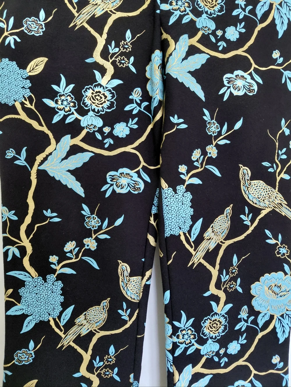 Soft Surroundings Chinoiserie Pants Women Small Pull On Black Blue Floral Party - Picture 3 of 6